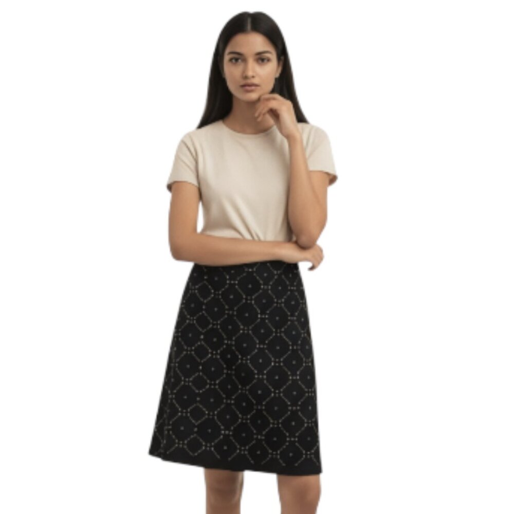 Talbots Size 8 Black Eyelet Career Skirt